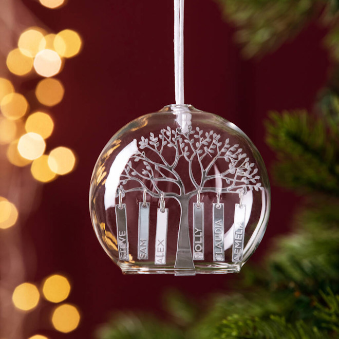 Personalised Family Tree Glass Dome Bauble