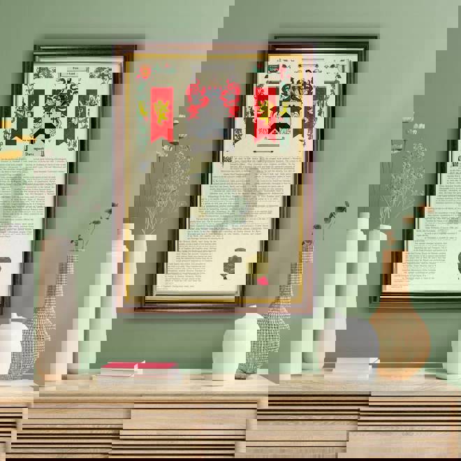 Framed surname history scroll