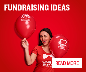 Fundraising ideas - photo of a woman with a Wear It. Beat It. tshirt and balloons